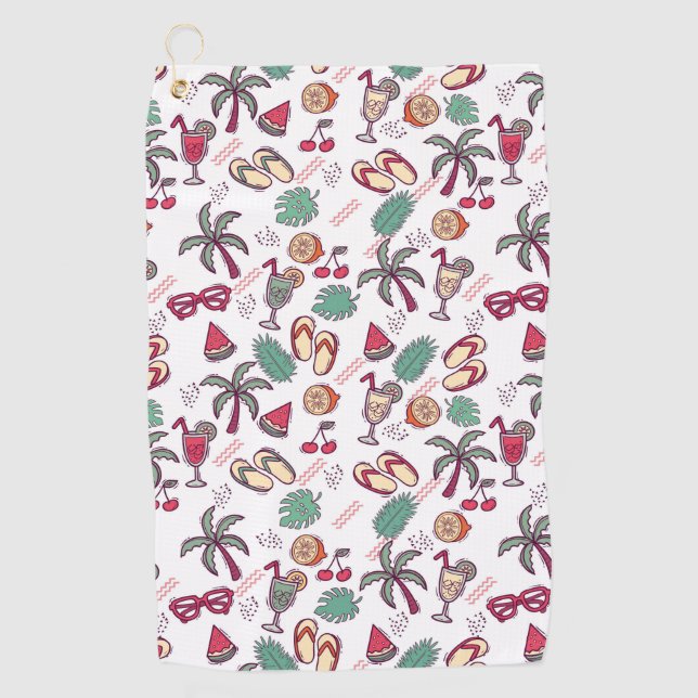 Colorful tropical beach vacation themed pattern  golf towel (Front)