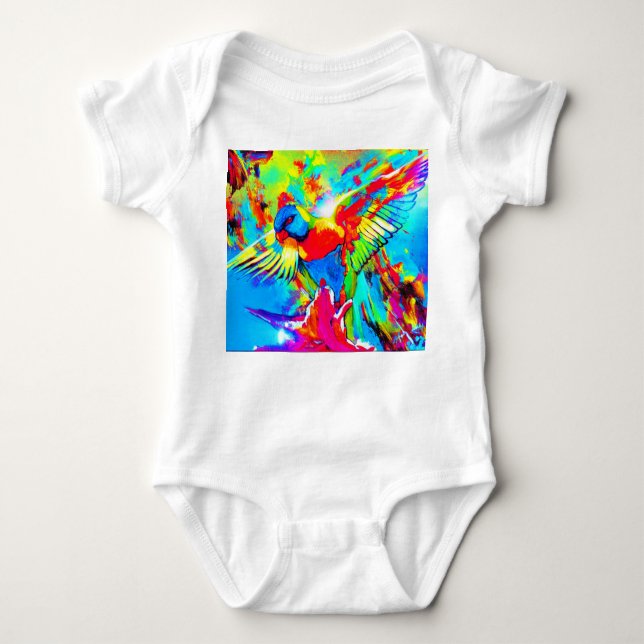 Colorful Tropical Bird baby romper (Front)