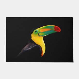 Colorful Tropical Bird Black Yellow Green Toucan Doormat
