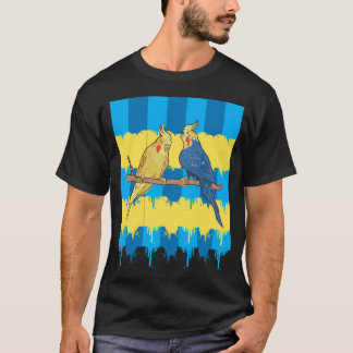 Colorful Tropical Birds Illustration Artwork. T-Shirt