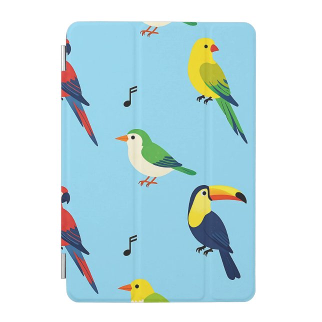 Colorful Tropical Birds Pattern iPad Mini Cover (Front)