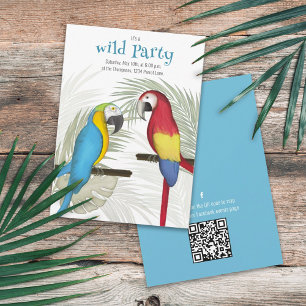 Colorful Tropical Birds QR Code Social Media Invitation