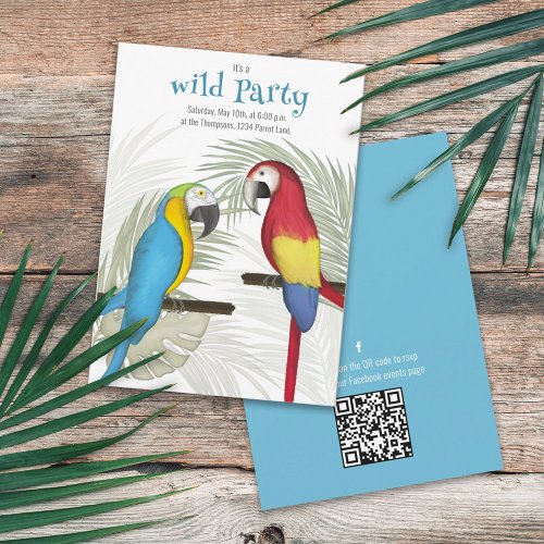 Colorful Tropical Birds QR Code Social Media  Invitation