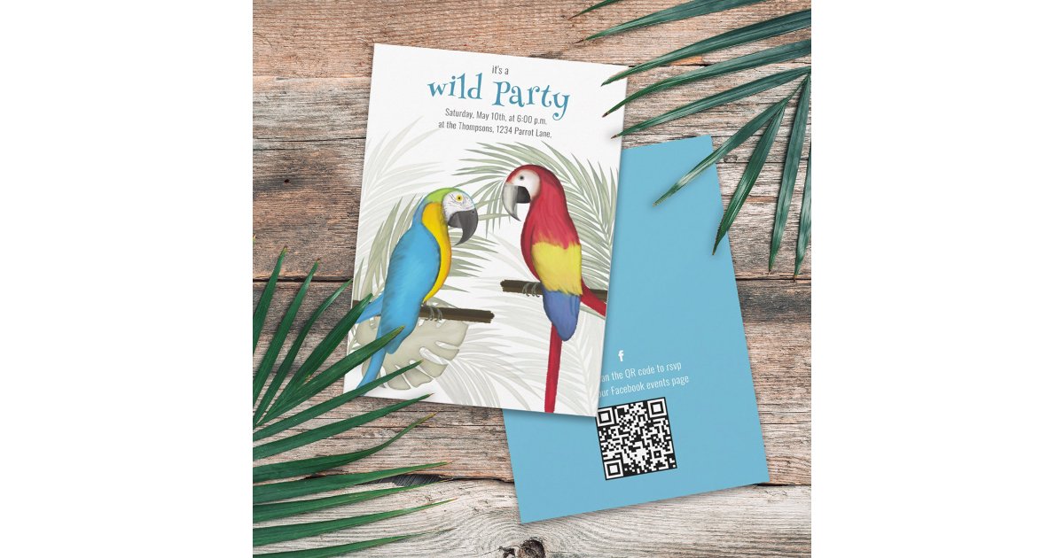 Colorful Tropical Birds QR Code Social Media Invitation | Zazzle