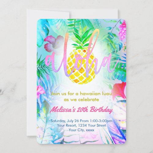 colorful tropical birthday party invitation