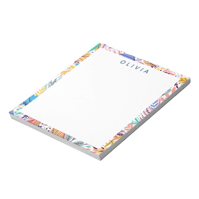 Colorful Tropical Botanical Pattern Personalized Notepad (Rotated)