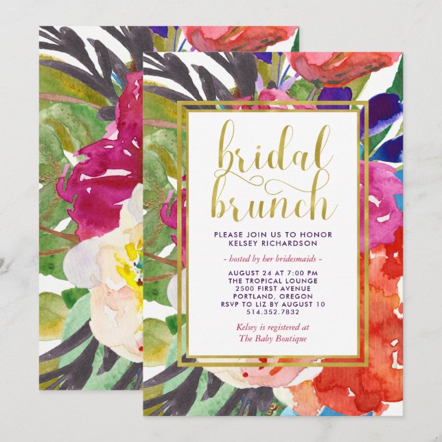 Colorful Tropical Bridal Brunch Invitation (Front/Back)