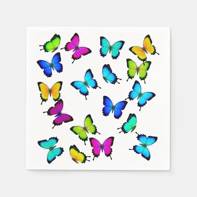 Colorful Tropical Butterflies Paper Napkin (Front)