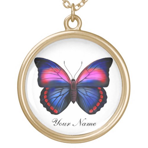 Colorful Tropical Butterfly Customizable Necklace