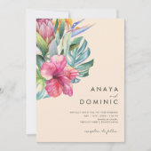 Colorful Tropical Casual Peach All In One Wedding Invitation (Front)