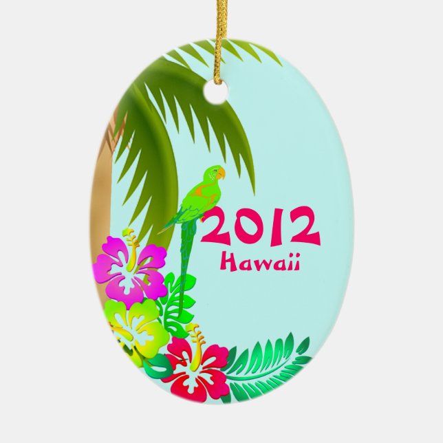 Colorful Tropical Christmas Ornament (Front)