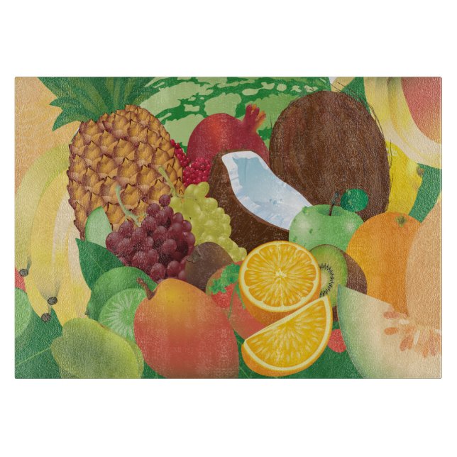 Colorful Tropical Coconut Kitchen Cutting Board (Front)