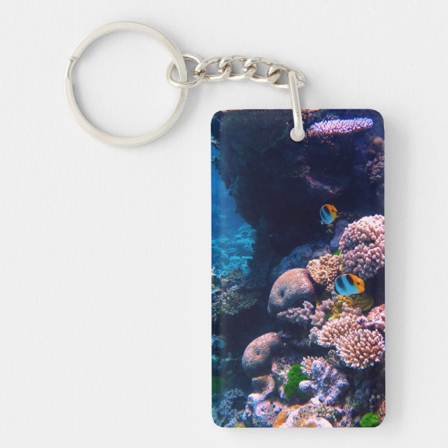 Colorful Tropical Coral Reef Keychain (Front)