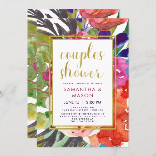 Colorful Tropical Couples Wedding Shower Invitation