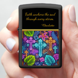 Colorful Tropical Design With Crosses and Elements Zippo Lighter