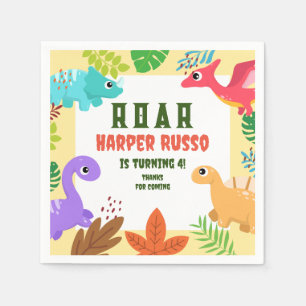 Colorful tropical Dinosaur Birthday Party Napkins