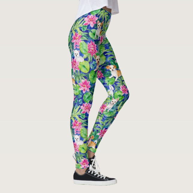 Colorful Tropical Dogs Leggings (Right)