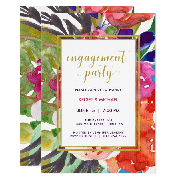 Colorful Tropical Engagement Party Invitation