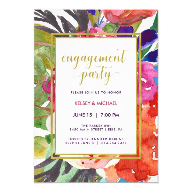 Colorful Tropical Engagement Party Invitation