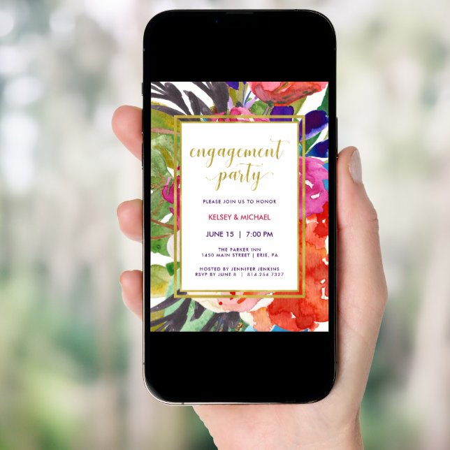 Colorful Tropical Engagement Party Invitation (Front Digital)