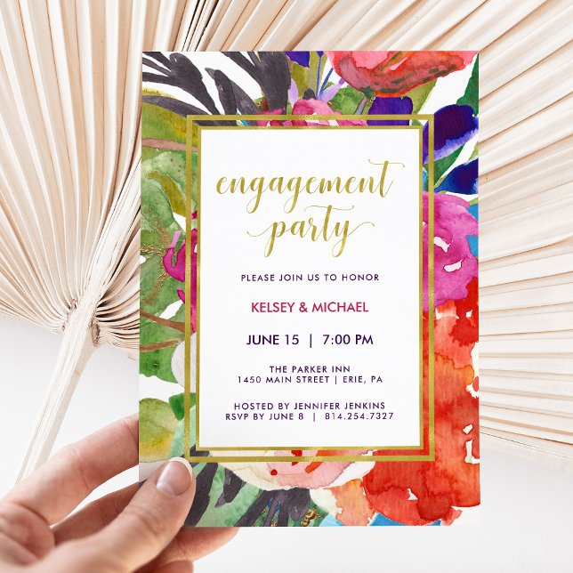 Colorful Tropical Engagement Party Invitation (Creator Uploaded)