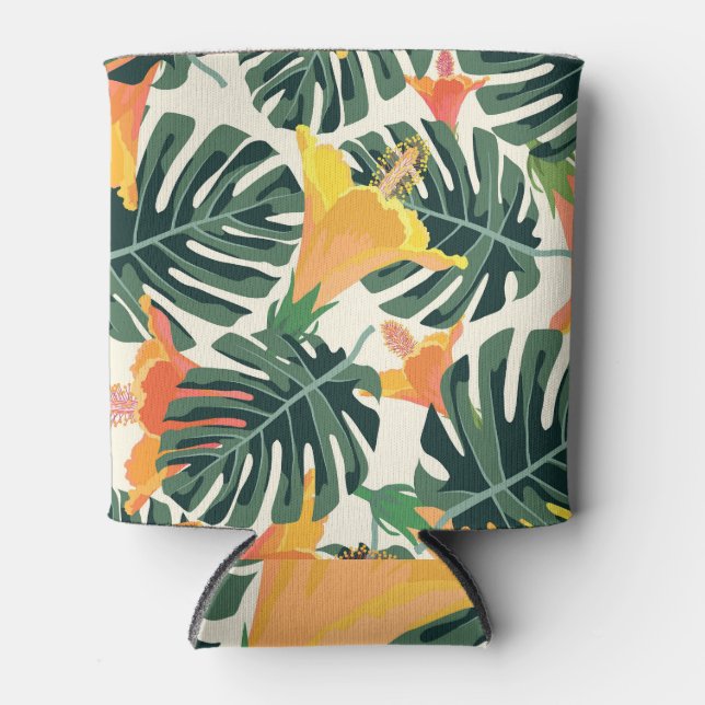 Colorful Tropical Exotic Textile Texture Can Cooler (Front)