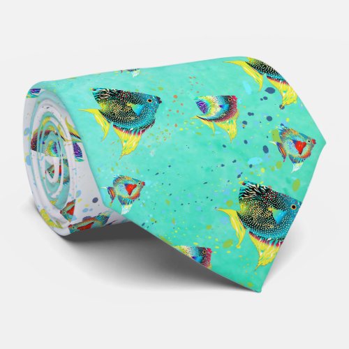 Colorful Tropical Fish Aquarium Neck Tie