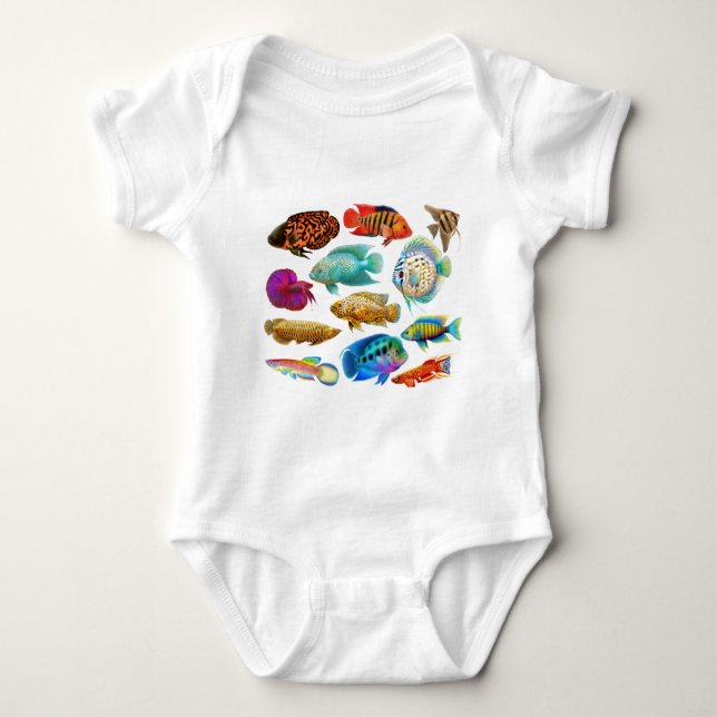 Colorful Tropical Fish Baby Bodysuit (Front)