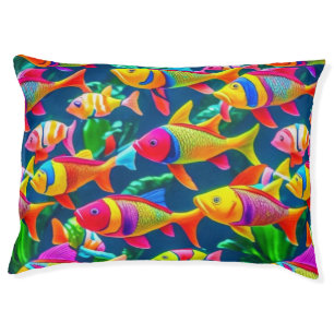 Colorful tropical fish blue decor pet bed