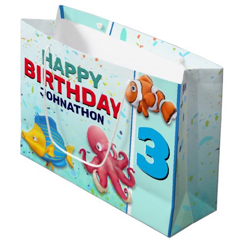 Colorful Tropical Fish Kids Birthday Large Gift Bag