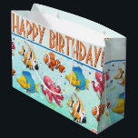 Colorful Tropical Fish Kids Birthday Large Gift Bag<br><div class="desc">A school of colorful tropical fish.</div>