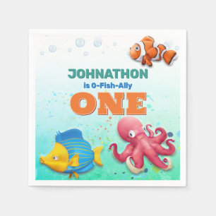 Colorful Tropical Fish Kids Birthday Napkins