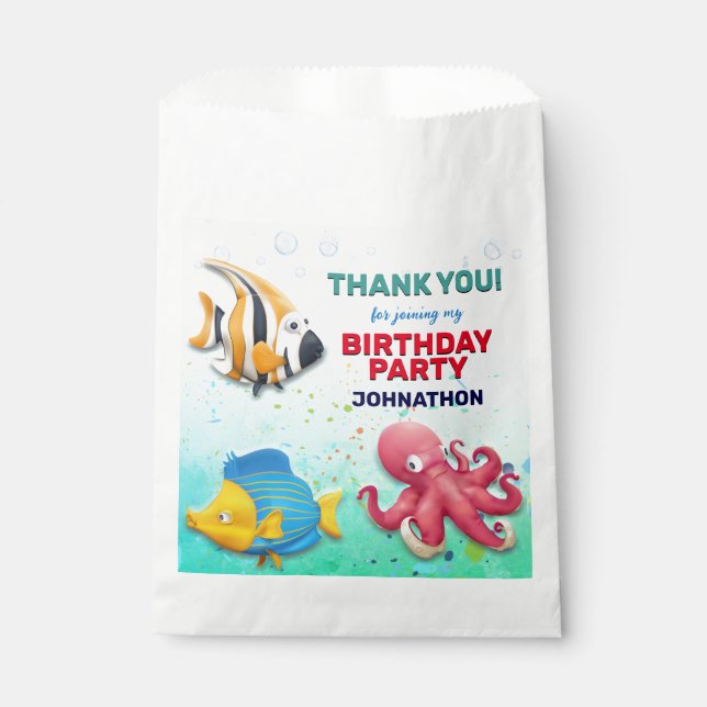 Colorful Tropical Fish Kids Birthday Party Favor Bag (Front)