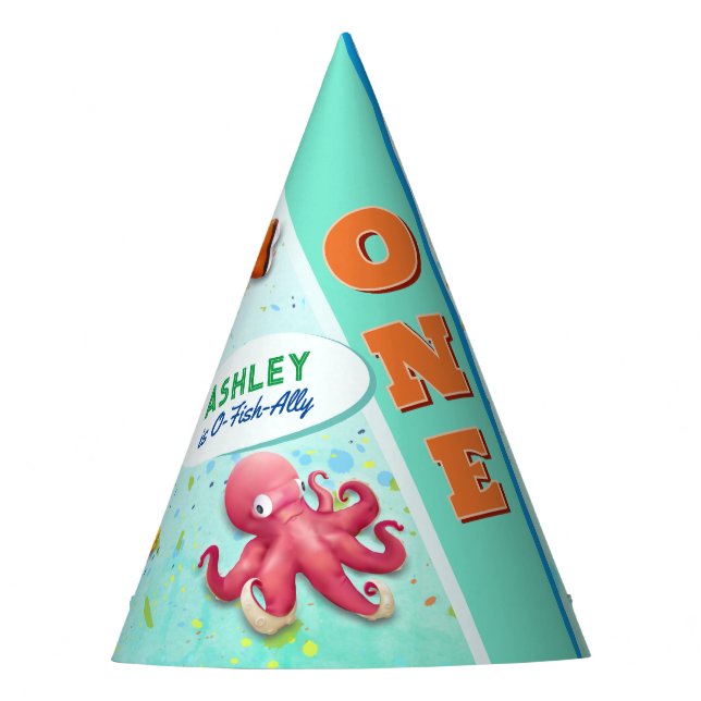 Colorful Tropical Fish Kids Birthday Party Hat (Front)