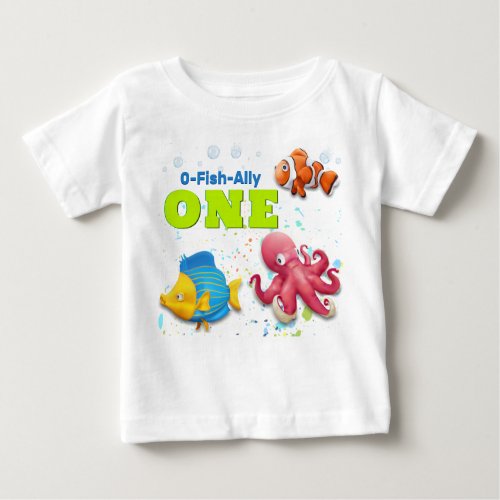 Colorful Tropical Fish Kids First Birthday Baby T_Shirt