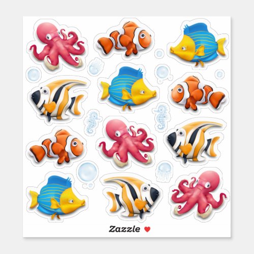 Colorful Tropical Fish Kids Sticker