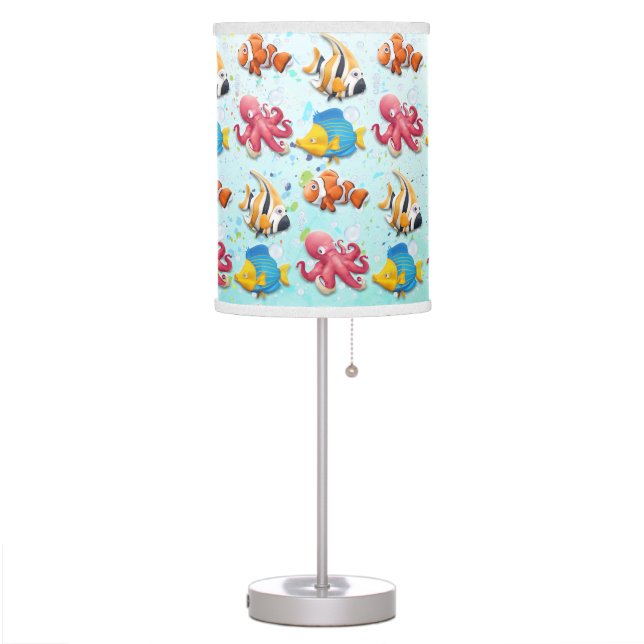 Colorful Tropical Fish Kids Table Lamp (Left)
