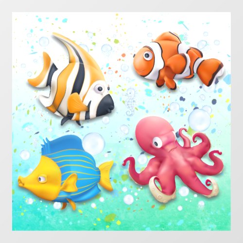 Colorful Tropical Fish Kids Window Cling