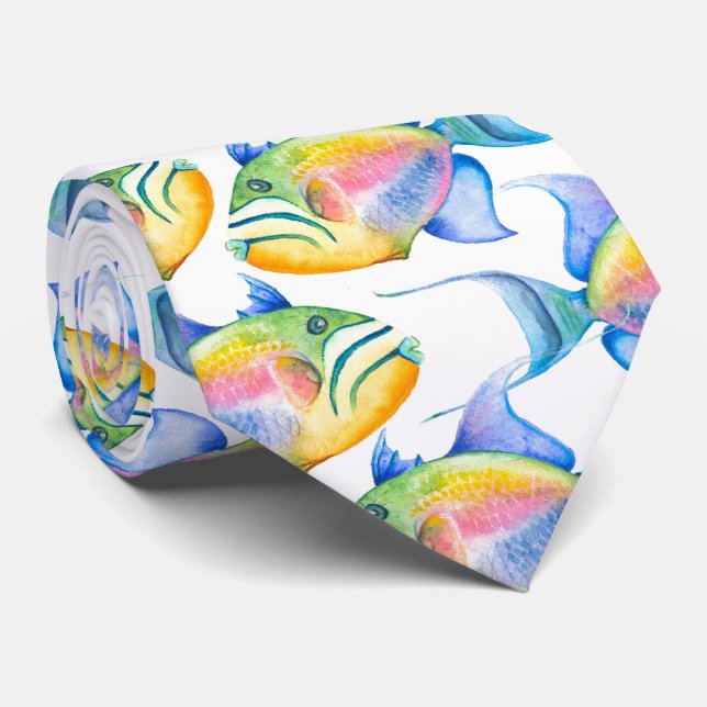 Colorful Tropical Fish Neck Tie (Rolled)