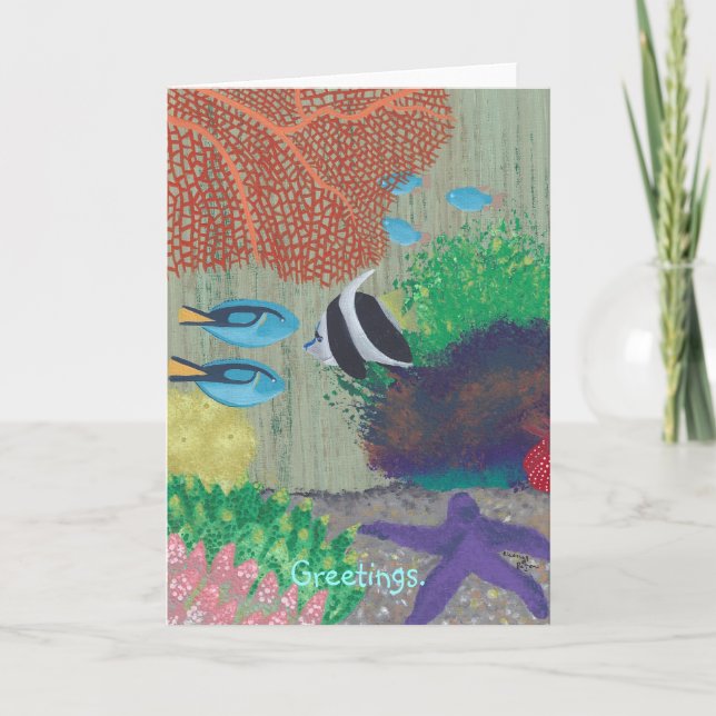 Colorful Tropical fish painting Greeting Cards (Front)