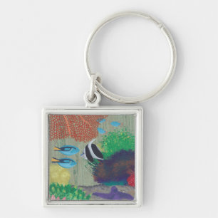 Colorful Tropical fish painting Keychains
