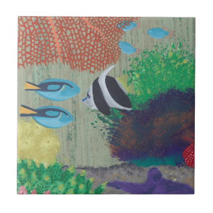 Colorful Tropical fish painting Tiles