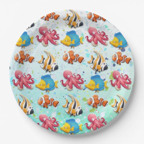 Colorful Tropical Fish Paper Plates