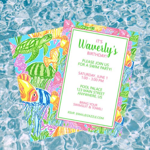 Colorful Tropical Fish Party Invitations