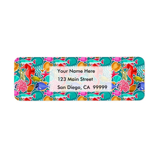 Colorful Tropical Fish Pattern 6 Label (Front)