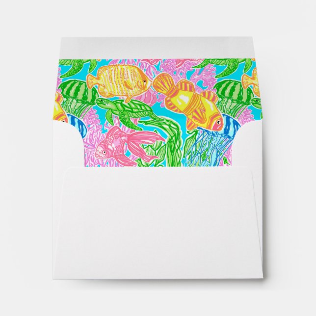 Colorful Tropical Fish Pattern Envelope (Back (Bottom))