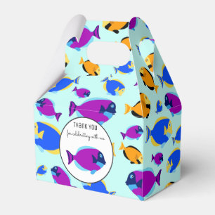 Colorful Tropical Fish Pattern in Blue Sea Favor Boxes