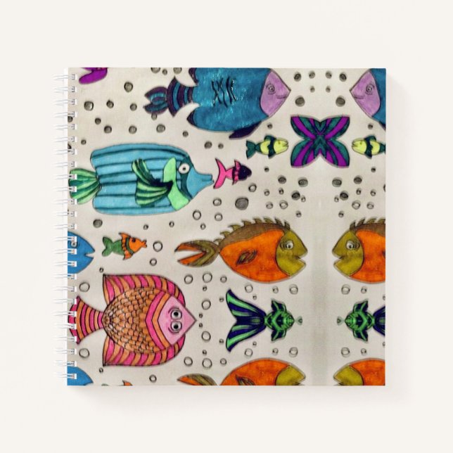 Colorful Tropical Fish Pattern Notebook (Front)