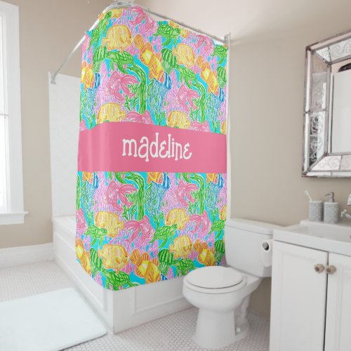 Colorful Tropical Fish Pattern Personalized Shower Curtain