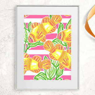 Colorful Tropical Fish Pattern Poster